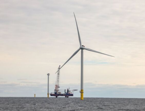 a wind turbine in the ocean